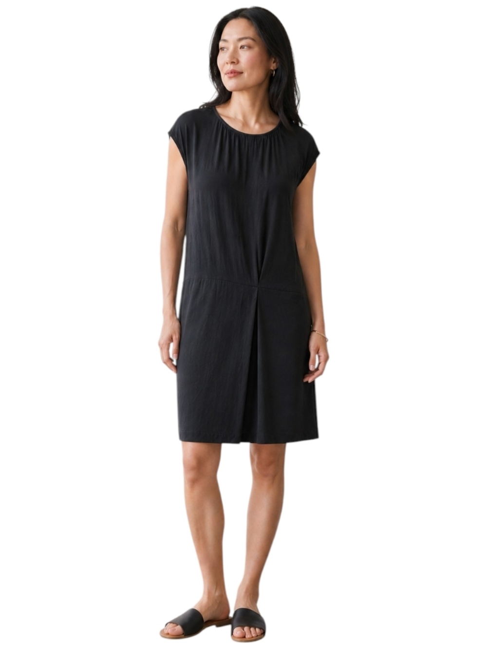 Eileen Fisher Black Silk Mini Shift Dress Women's Small
